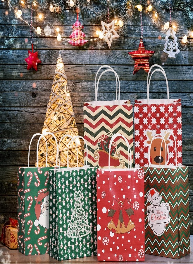 تاوباري أكياس هدايا عيد الميلاد من تاوباري، 24 قطعة، أكياس ورقية قابلة لإعادة الاستخدام، 6 أنماط، أكياس كرافت، أكياس هدايا متوسطة الحجم (8.2 × 6 × 3 بوصة) مع مقابض، مثالية لتوزيعات حفلات عيد الميلاد. - Image 5